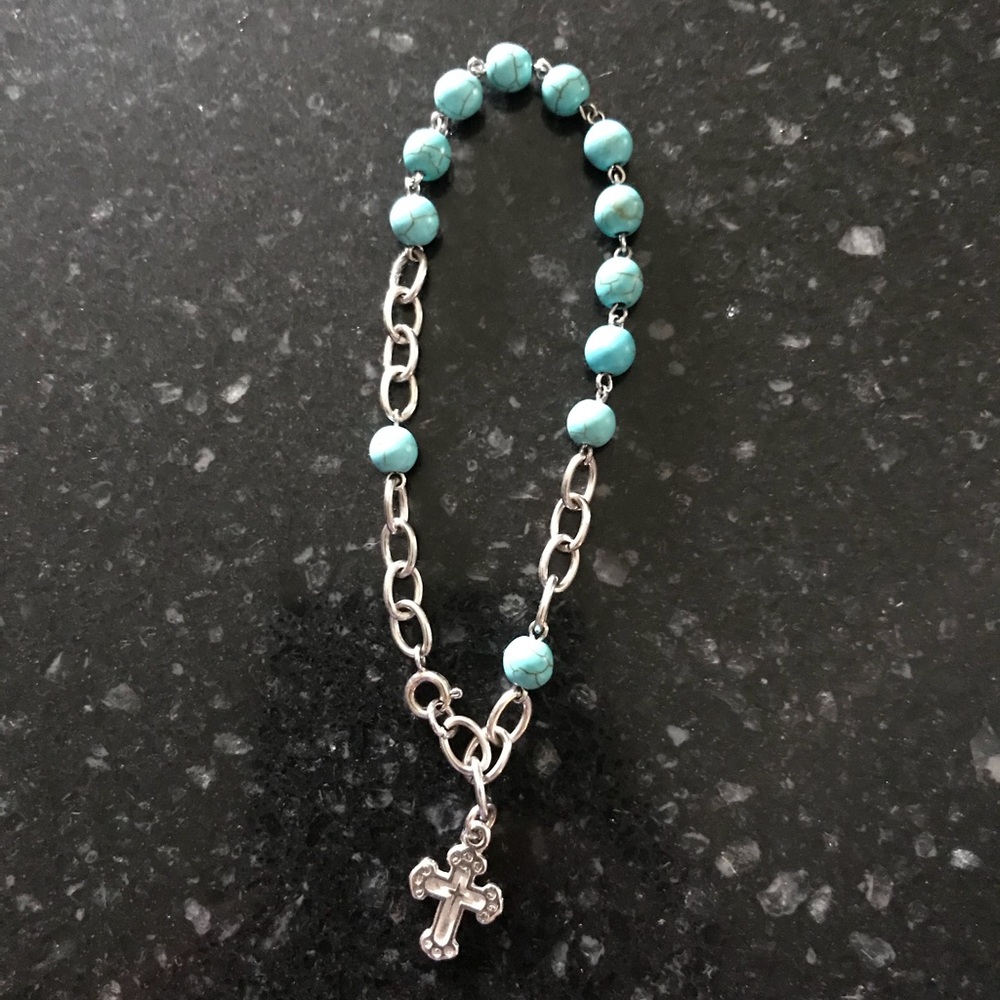 Sterling silver cross bracelet. New